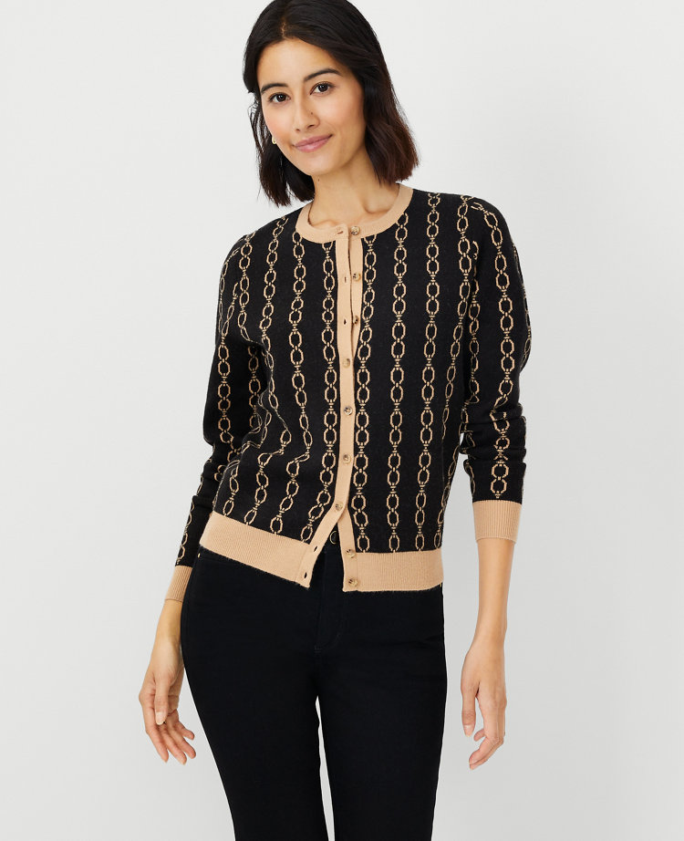 Link Jacquard Cropped Cardigan