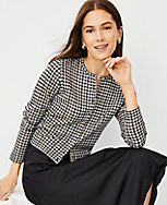 Shimmer Houndstooth Jacquard Cropped Cardigan carousel Product Image 1