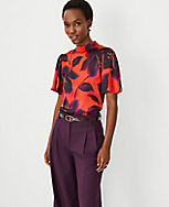 Studio Collection Floral Silk Mock Neck Popover carousel Product Image 3