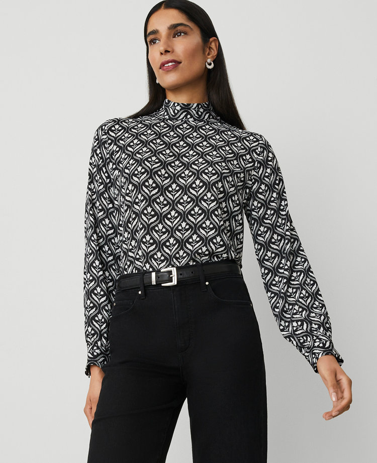 Geo Mock-Neck Top