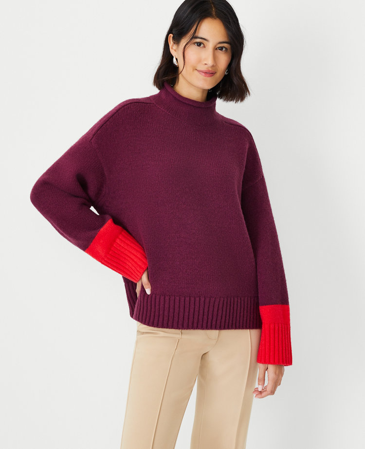 Black And Red Color Block Turtleneck Sweater | Mingyu - Seventeen