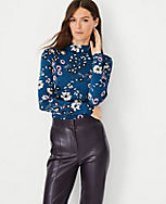 Floral Long Sleeve Turtleneck Top carousel Product Image 1