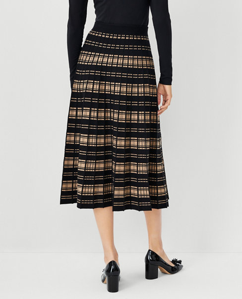 Plaid Stitched A-Line Skirt