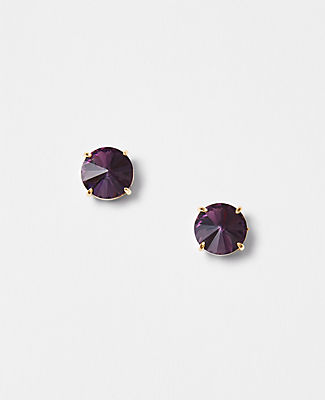 Ann Taylor Crystal Stud Earrings In Purple Heart