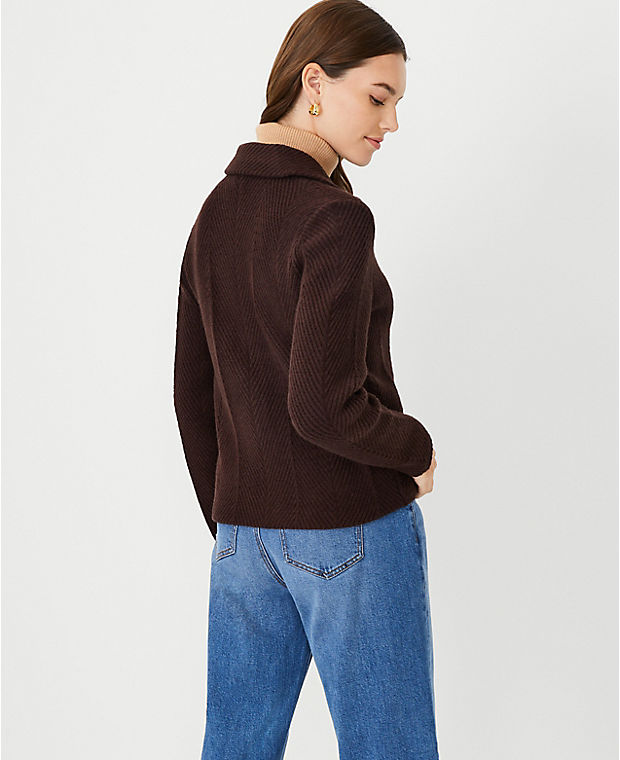 Herringbone Stitched Sweater Jacket