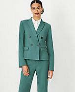 The Shorter Tailored Double Breasted Blazer in Lightweight Weave carousel Product Image 3
