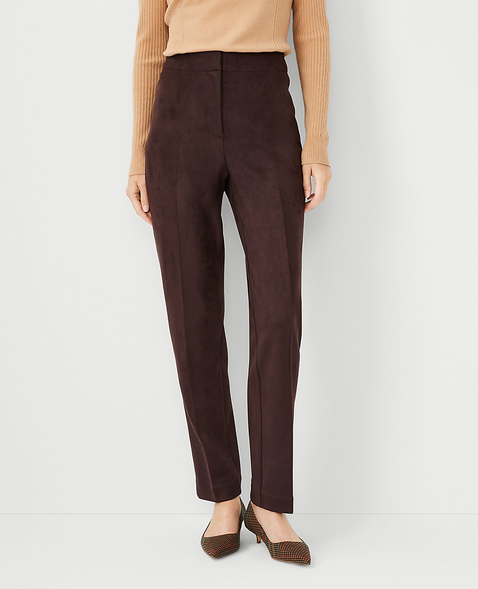 The Petite Lana Slim Pant in Faux Suede