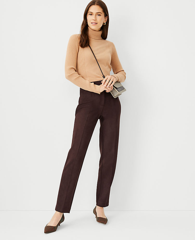 The Petite Lana Slim Pant in Faux Suede