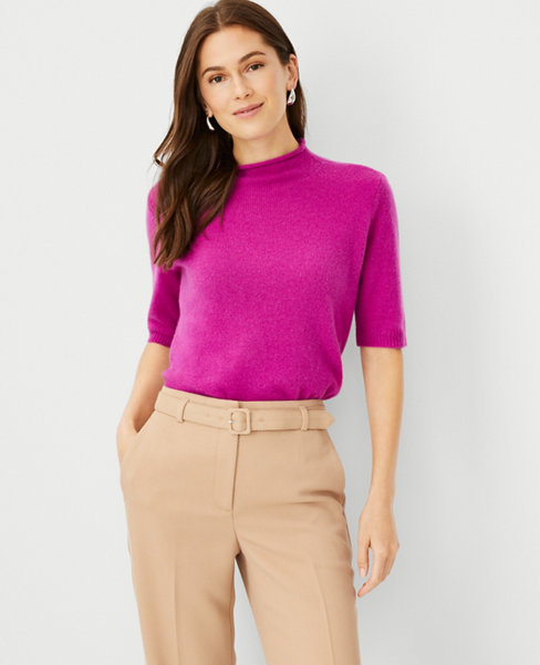 Petite Roll Neck Cashmere Sweater Tee