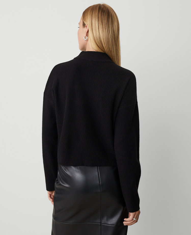 Mock Neck Ribbed Sweater