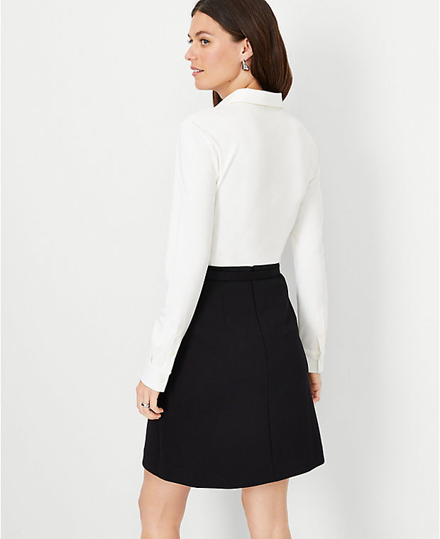 The Petite Belted A-Line Skirt in Double Knit