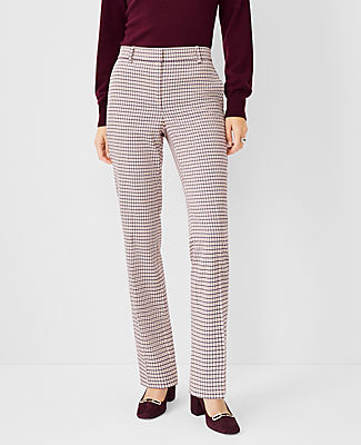 Ann Taylor The Tall Sophia Straight Pant In Houndstooth In Neutral/plum Combo