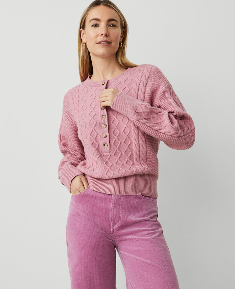 Weekend Collection Cable Henley Sweater