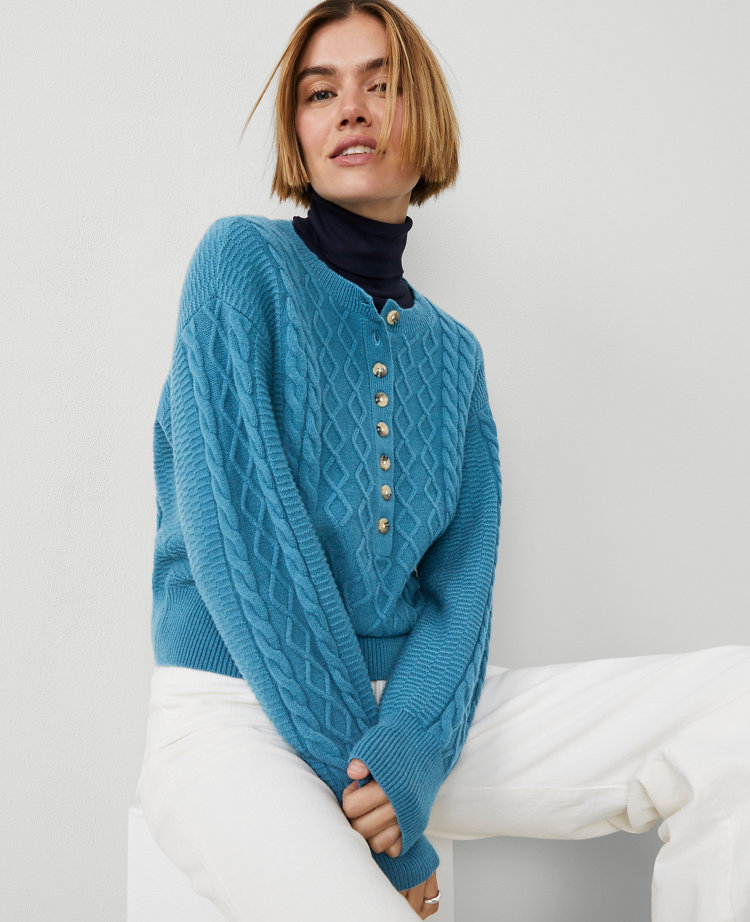Weekend Collection Cable Henley Sweater