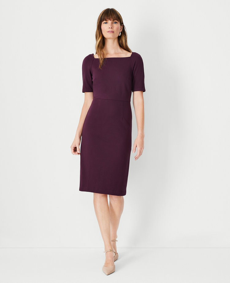 Seamed Split Neck Dress