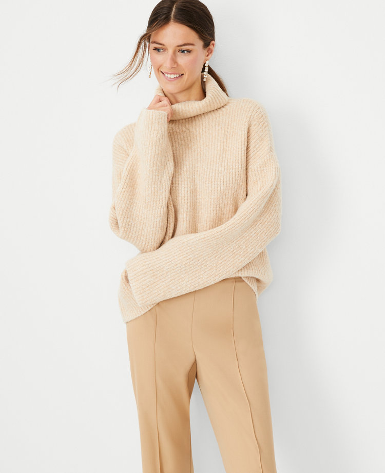 Women's Cotton Ribbed Turtleneck Sweater