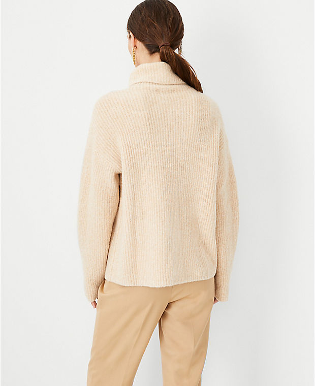 Marled Ribbed Turtleneck Sweater
