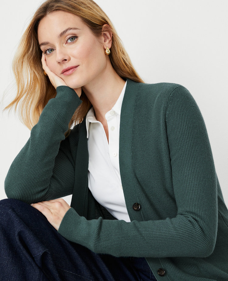 Ann taylor 2025 green cardigan