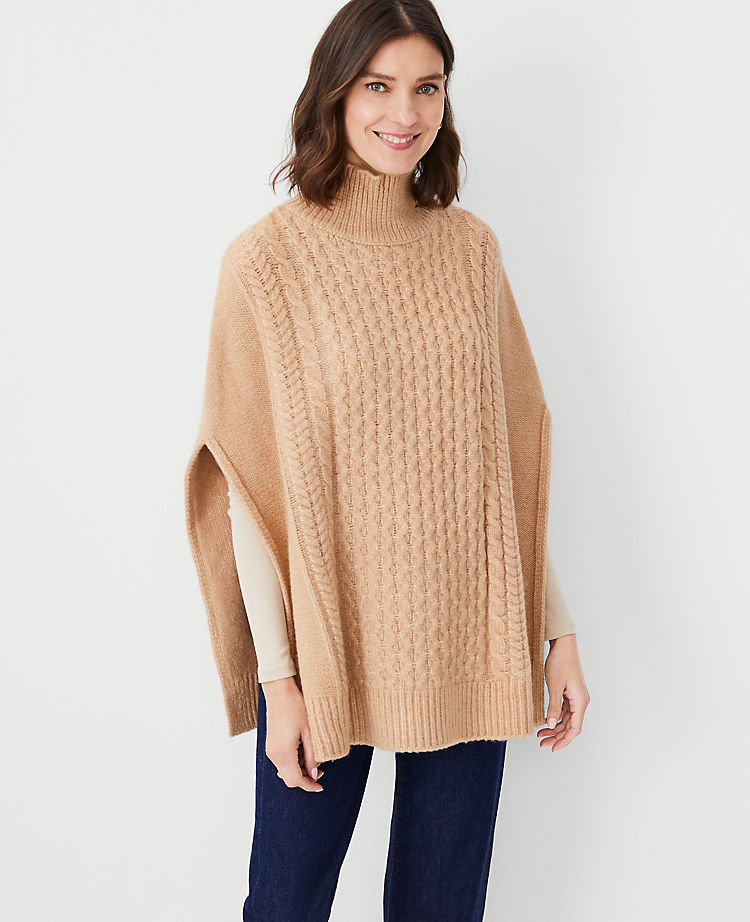 Cable Turtleneck Poncho