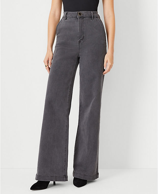 High Rise Trouser Jeans in Pure Grey Wash