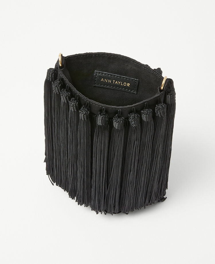 Black fringe clutch outlet bag