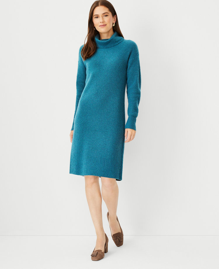 Ribbed Cashmere Turtleneck Dress