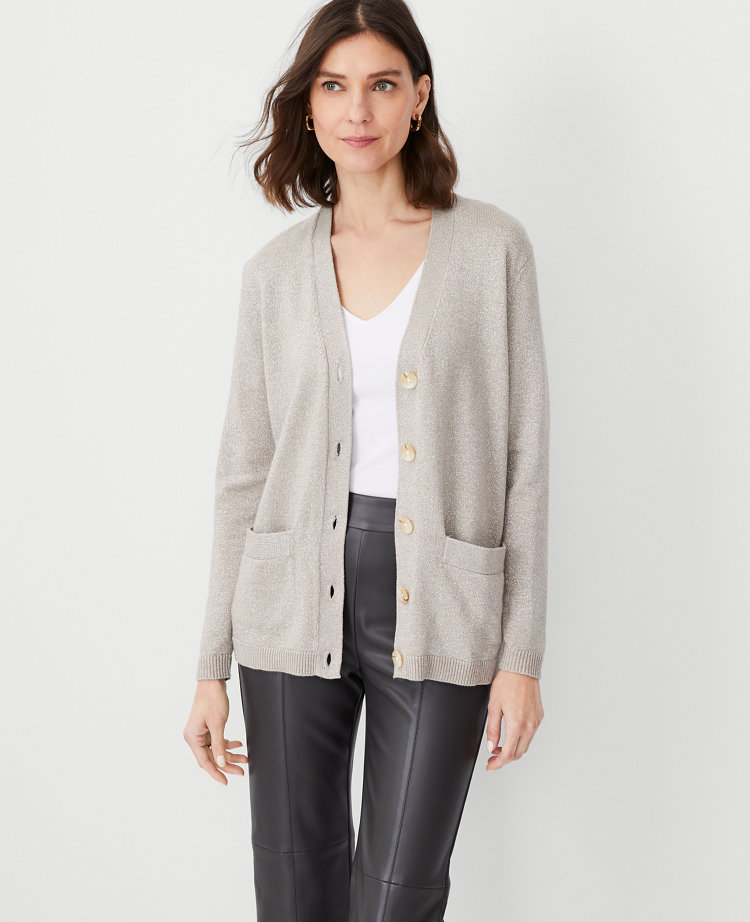 Petite Shimmer Boyfriend Cardigan