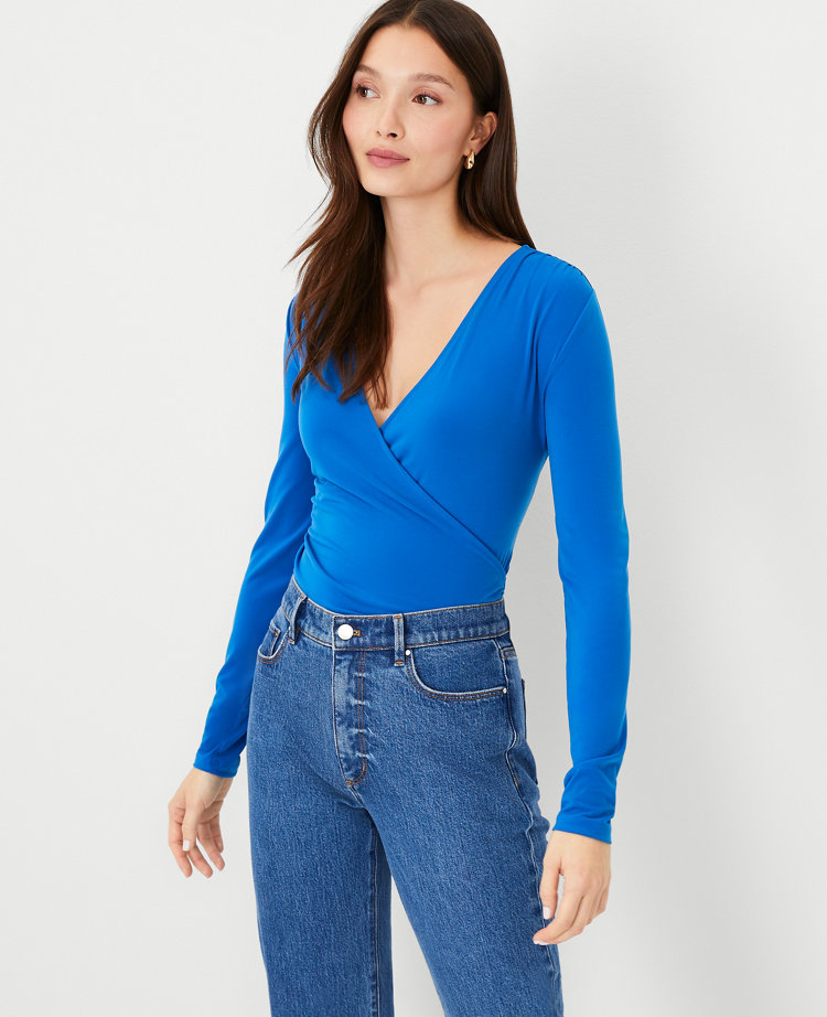 Geo Blouson Knit Wrap Top