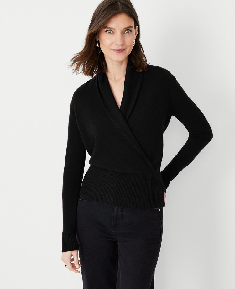 Cashmere Shawl Collar Wrap Sweater