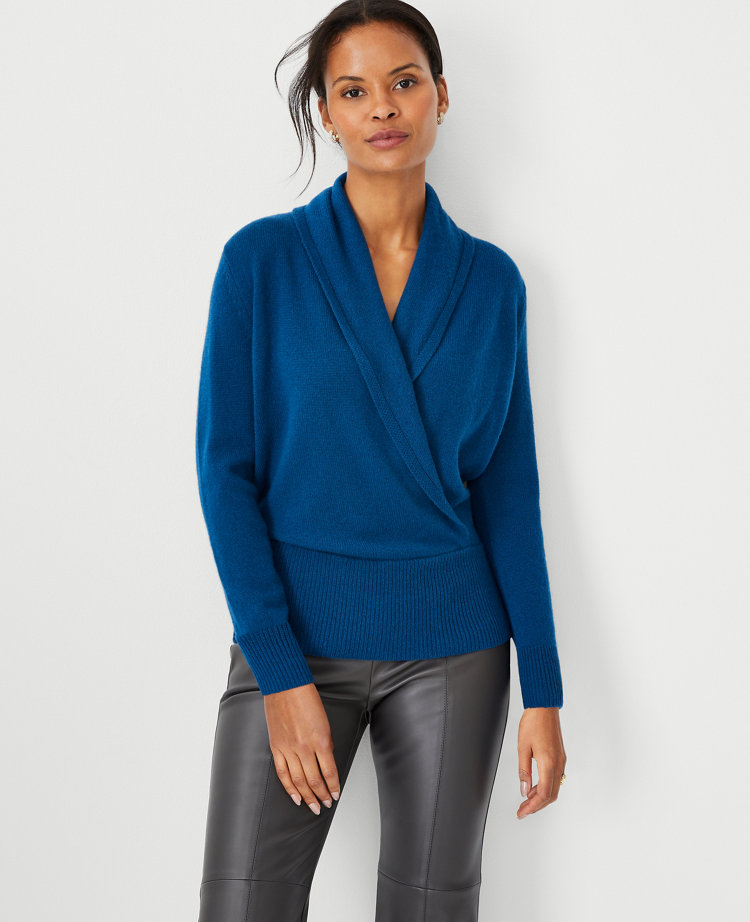 Shawl collar shop cashmere sweater