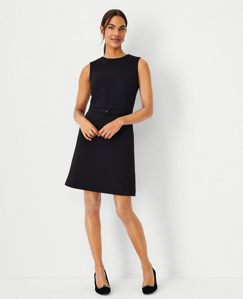 The Petite Belted A-Line Dress in Double Knit