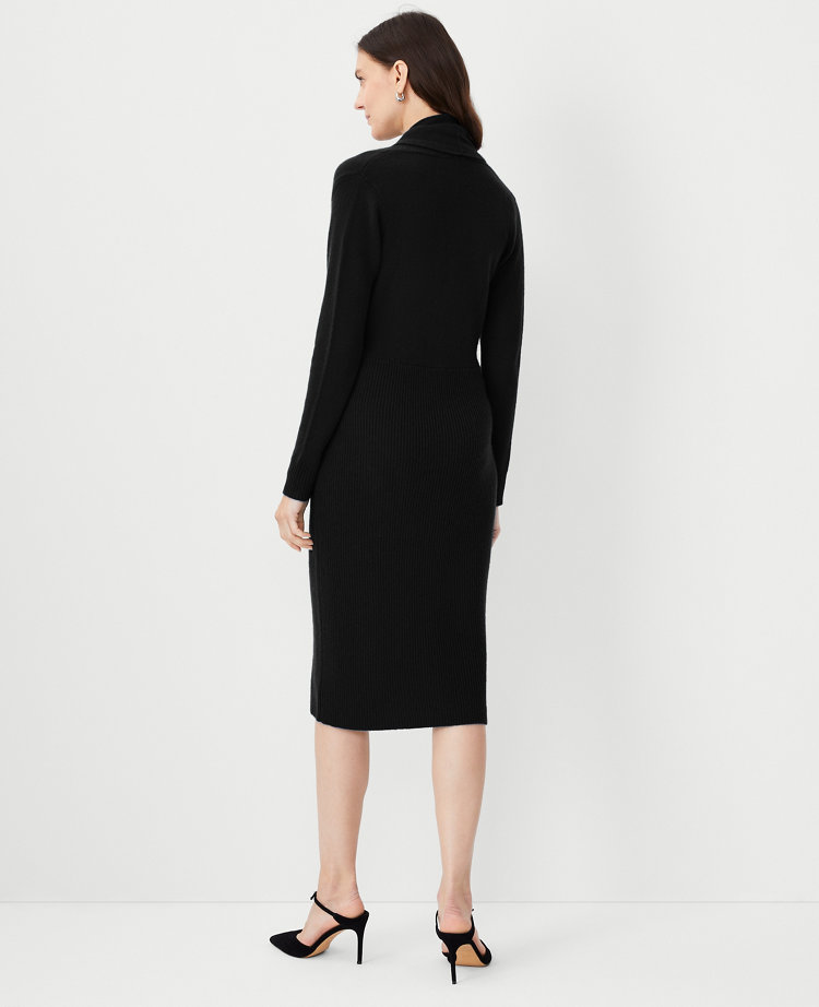 Cashmere Shawl Collar Wrap Sweater Dress