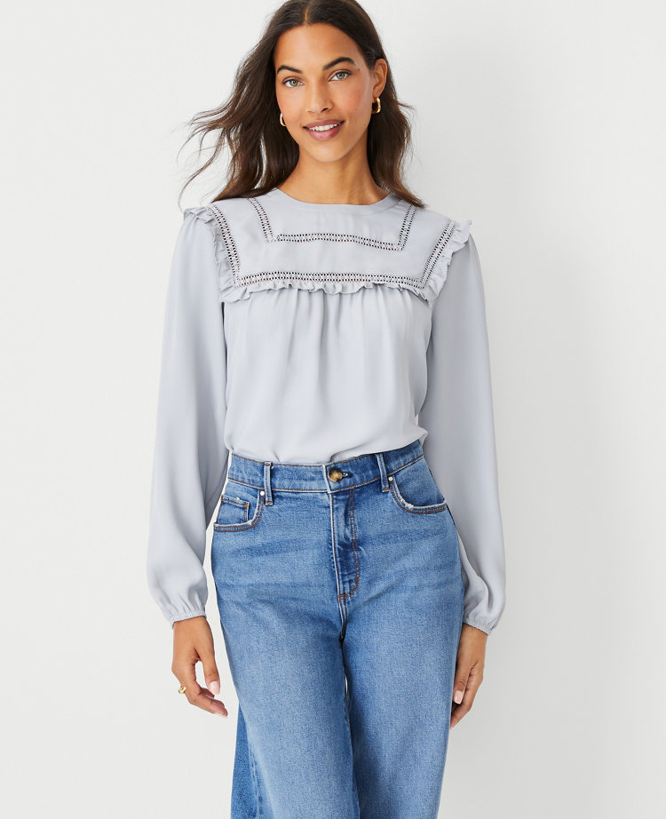 Mixed Media Cutout Yoke Top