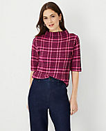 Shimmer Plaid Mock Neck Sweater carousel Product Image 1