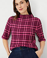 Shimmer Plaid Mock Neck Sweater carousel Product Image 3