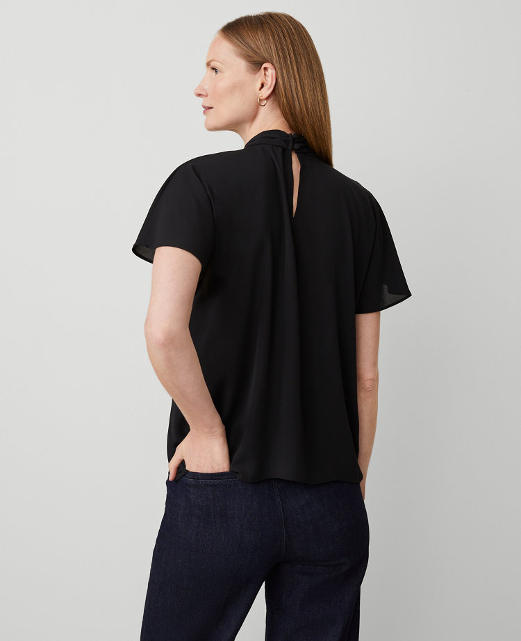Petite Mock Tie Neck Blouse