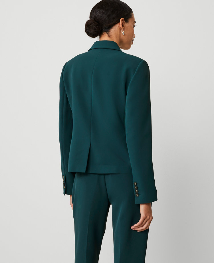 The Petite One Button Blazer in Fluid Crepe