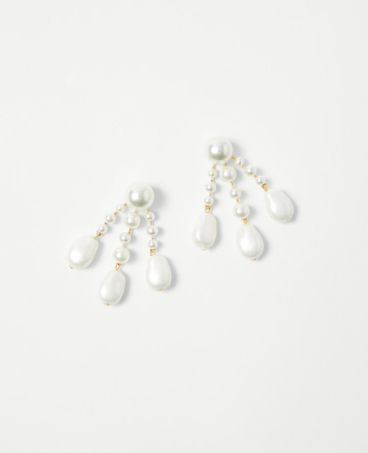 Ann Taylor Pearlized Triple Row Drop Earrings Ivory Women's