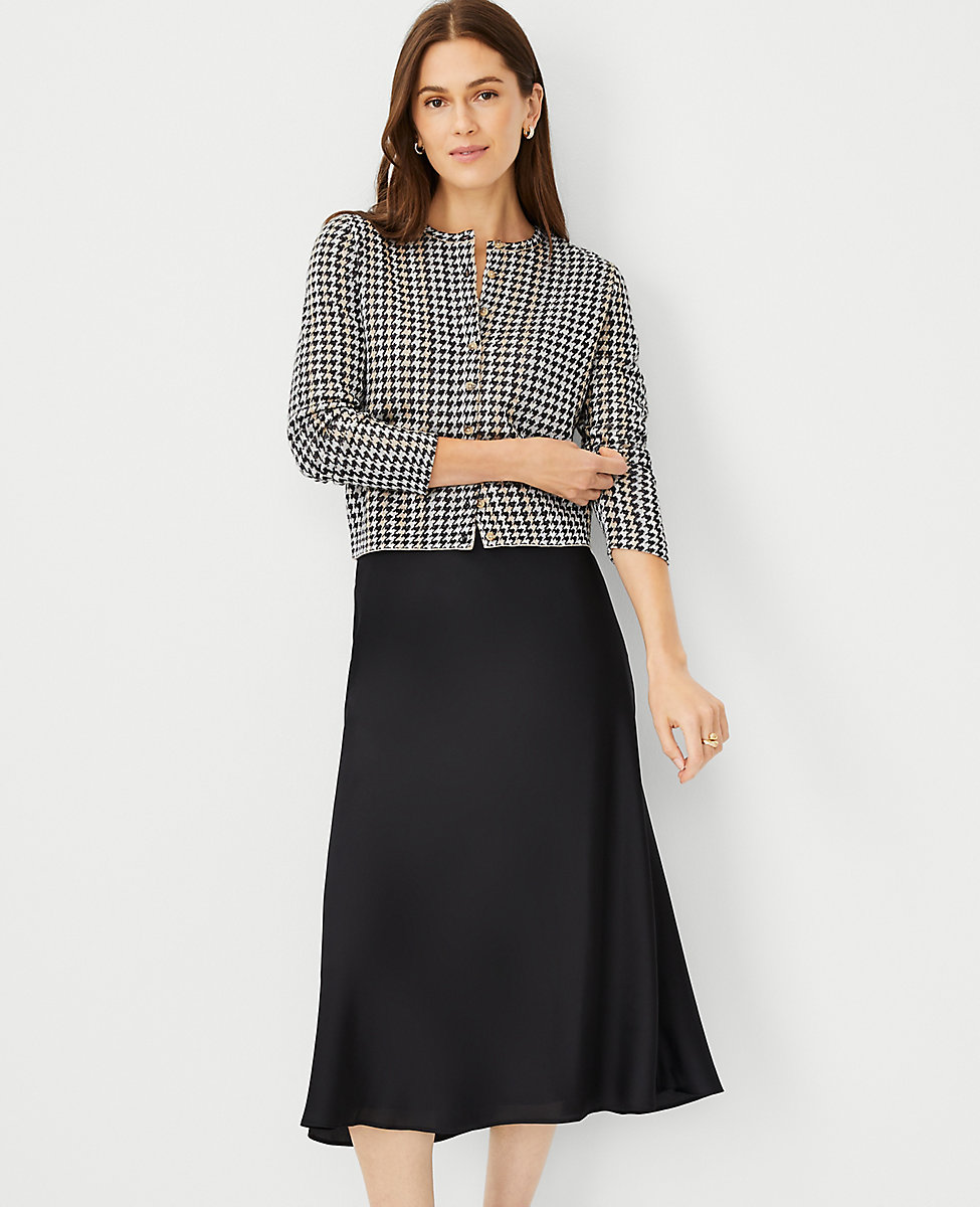 Petite Shimmer Houndstooth Jacquard Cropped Cardigan