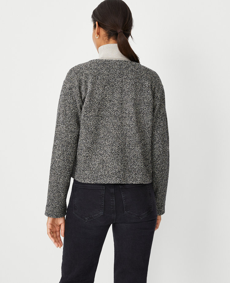 Petite Metallic Boucle Lightweight Knit Jacket