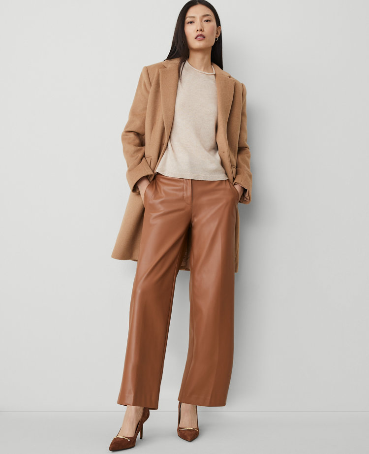 The Petite Straight Ankle Pant in Faux Leather