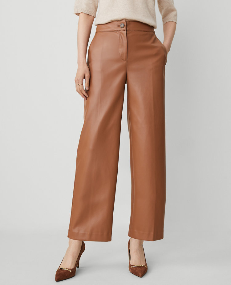 The Petite Straight Ankle Pant in Faux Leather