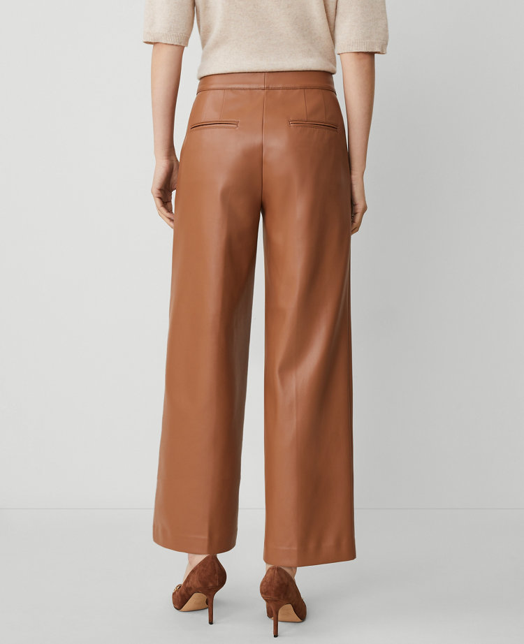 The Petite Straight Ankle Pant in Faux Leather