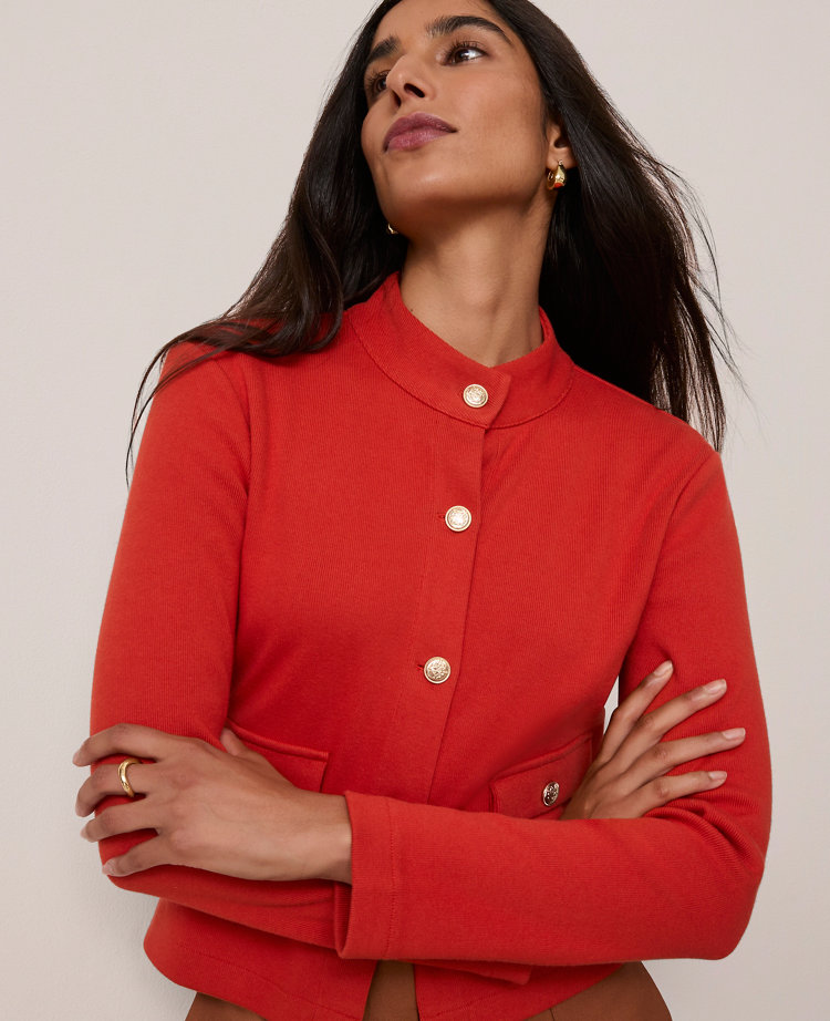 Mock Neck Knit Jacket