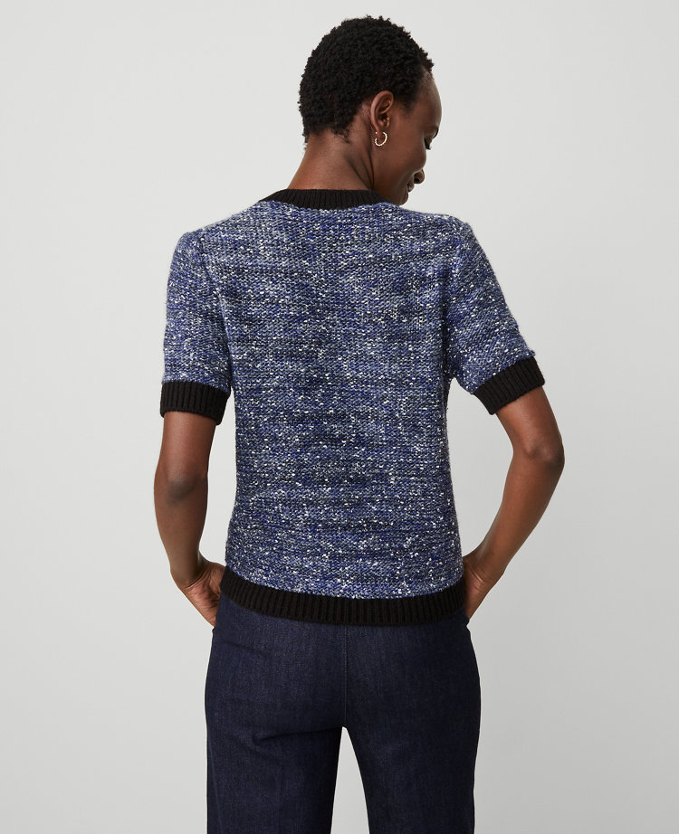 Tweed Contrast Trim Tee