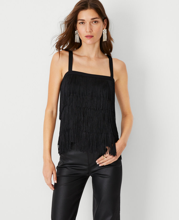 BEST EVER FRINGE TANK TOP IN BLACK