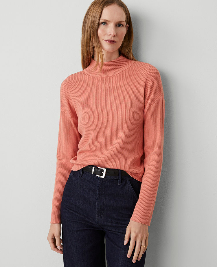 Petite Ribbed Mock Neck Sweater