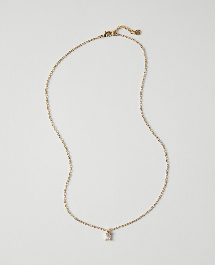Ann Taylor Demi Fine Crystal Embedded Pendant Necklace Goldtone Women's