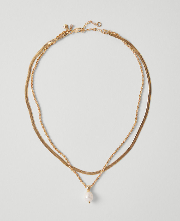 Pearlized Pendant Necklace - Goldtone