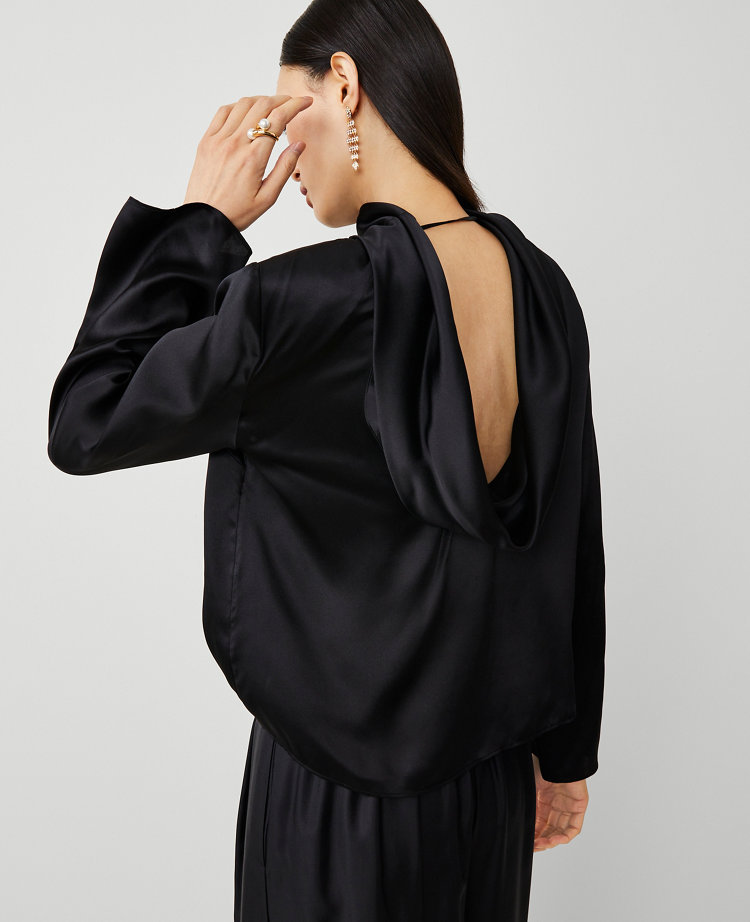 Studio Collection Silk Cowl-Back Top